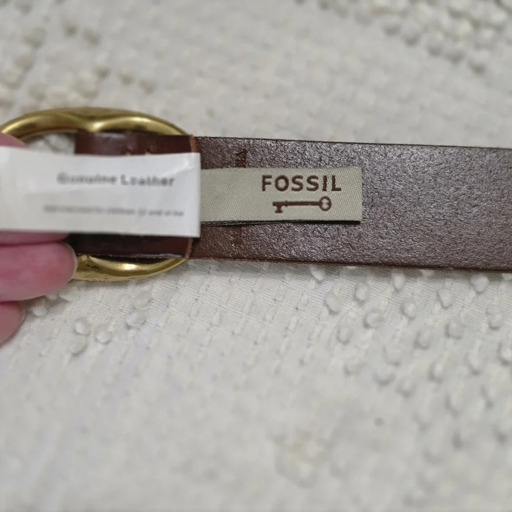 Fossil Brown Leather Belt Braid Women's Size Medium New
